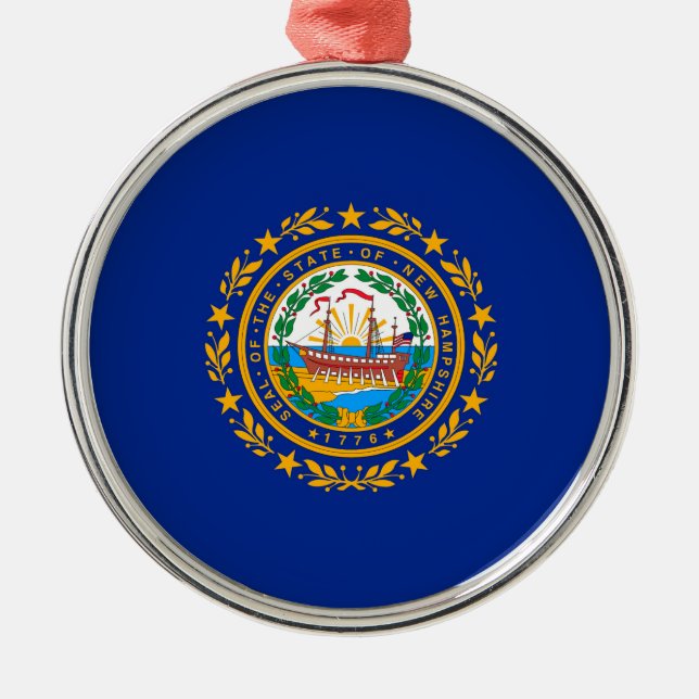 Ornamento De Metal New Hampshire State Flag Design (Frente)