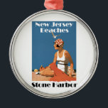 Ornamento De Metal New Jersey Beaches ~ Stone Harbor<br><div class="desc">Retro 1920,  estilo mais flexível,  costado em Nova Jersey Beach.</div>
