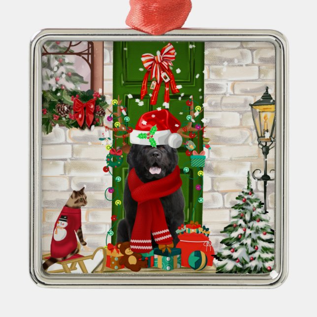 Ornamento De Metal Newland Dog Christmas (Frente)