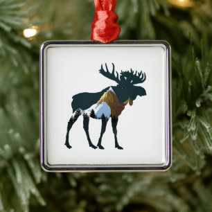 Ornamento De Metal Night Forest Moose