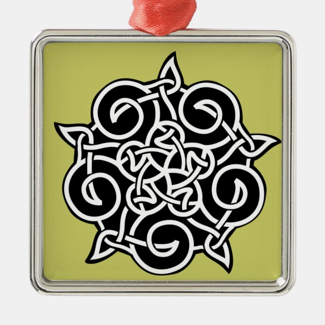 Ornamento De Metal Nó Celular Preto E Branco (Frente)