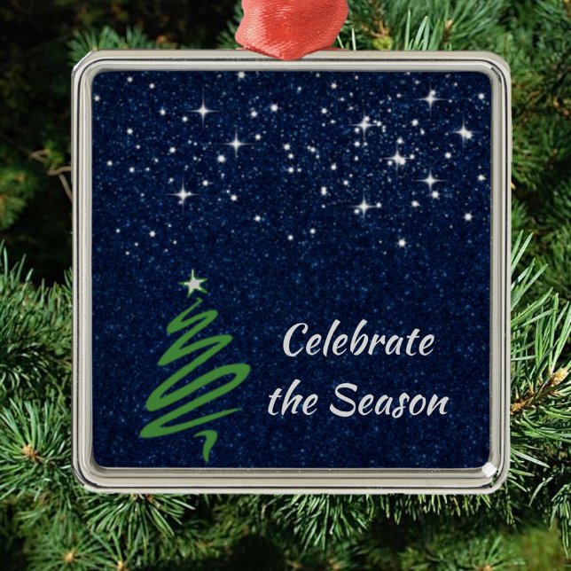 Ornamento De Metal Noite Azul Feliz (Criador carregado)