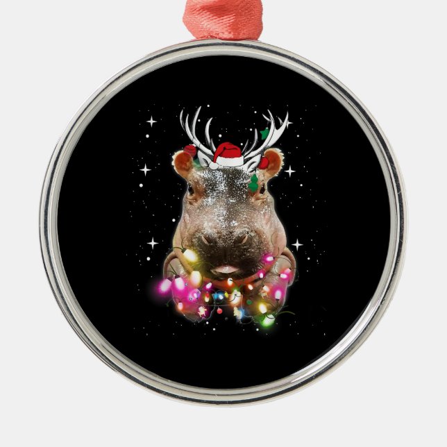 Ornamento De Metal Noite de Natal Hippo Fiona Hippopotamus Lover (Frente)