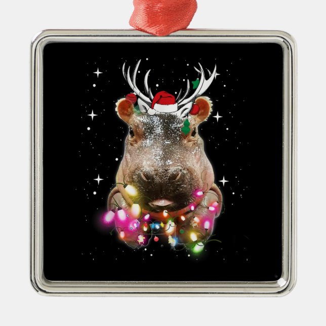 Ornamento De Metal Noite de Natal Hippo Fiona Hippopotamus Lover (Frente)