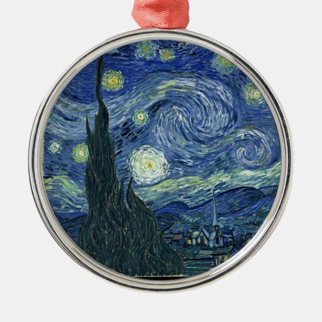 Ornamento De Metal Noite estelar de Vincent Van Gogh (Frente)