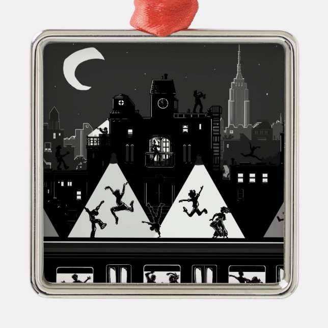 Ornamento De Metal Noites de Boogie de Nova York (Frente)