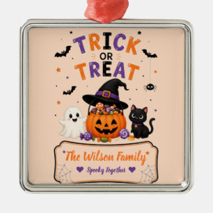 Ornamento De Metal Nome de Família de Halloween Personalizado, Doce o