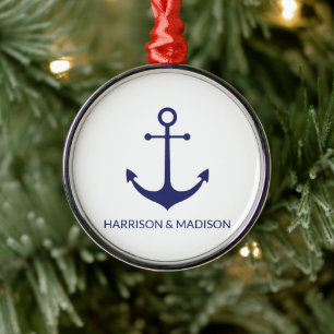 Ornamento De Metal Nome do barco personalizado marinho da âncora ná