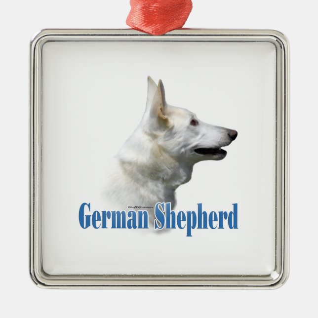 Ornamento De Metal Nome do German shepherd Branco (Frente)