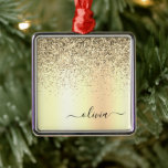 Ornamento De Metal Nome do Glam do Monograma Dourado Glitter Metal<br><div class="desc">Folha Dourada Folha Metálica Brilhante Metálica Brilhante Bruta Monograma e Enfeites de natal Inicial. Isto faz o doce e perfeito aniversário de 16 anos,  casamento,  chá de panela,  aniversário,  chá de fraldas ou festa de solteira presente para alguém que ama luxo de luxo e estilos quíticos.</div>