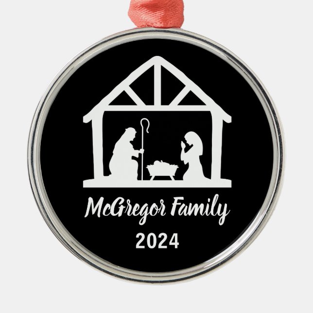 Ornamento De Metal Nome e Ano da Família do Criador Natal (Frente)