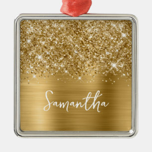 Ornamento De Metal Nome Glamouroso Dourado Brilhante