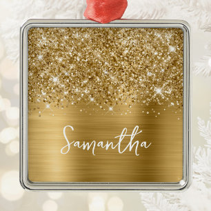Ornamento De Metal Nome Glamouroso Dourado Brilhante