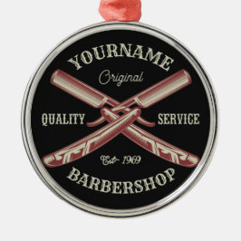 Ornamento De Metal NOME Personalizado Barber Hetero Razor Barbershop