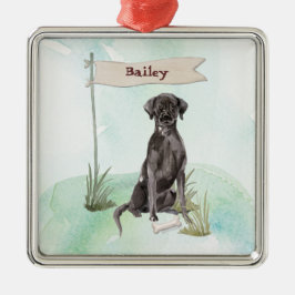 Ornamento De Metal Nome personalizado Black Lab Pet Dog