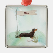 Nome personalizado Black & Tan Dachshund Pet Dog