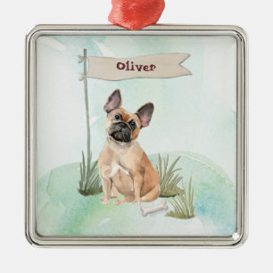 Ornamento De Metal Nome Personalizado Cão-de-Pé-Bulgue Francês