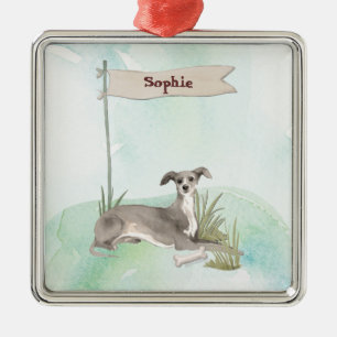 Ornamento De Metal Nome Personalizado Cão-De-Pet De Greyhound Italia