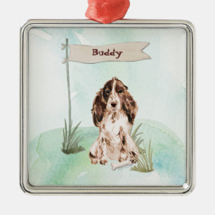 Ornamento De Metal Nome Personalizado Cão de Pet do Cocker Spaniel