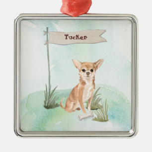 Ornamento De Metal Nome Personalizado Chihuahua Pet Dog