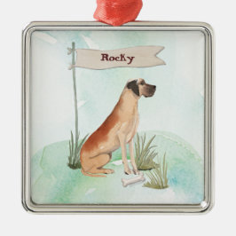 Ornamento De Metal Nome Personalizado Dogue Alemão Pet Cachorro