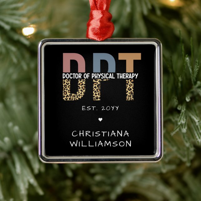 Ornamento De Metal Nome Personalizado DPT Doutor em Terapia Física Ch (Árvore)