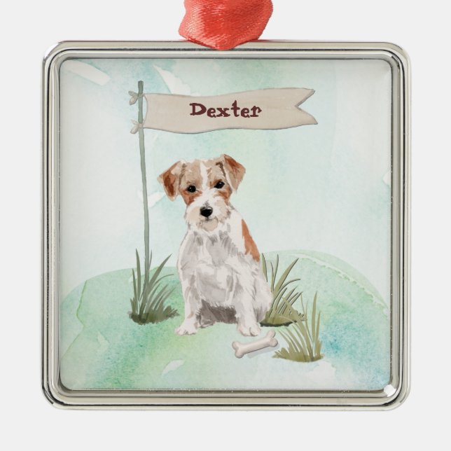 Ornamento De Metal Nome Personalizado Fio Jack Russell Pet Dog (Frente)