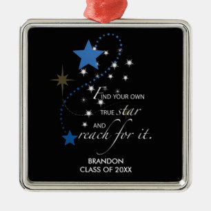 Ornamento De Metal Nome Personalizado Marca Azul, Classe de, Graduaç