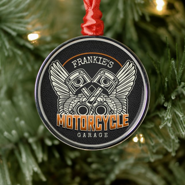 Ornamento De Metal Nome Personalizado Pistões Asas Motociclismo Garag (Árvore)