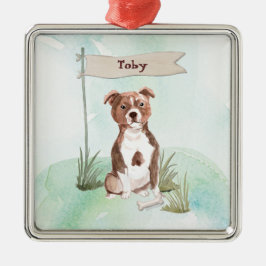 Ornamento De Metal Nome personalizado Staffordshire Bull Terrier Pet