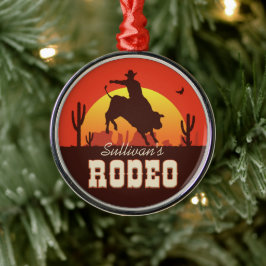 Ornamento De Metal NOME Personalizável Bull - Bull Rider Rodeo Ociden