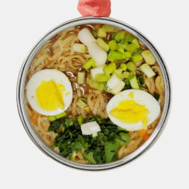 Ornamento De Metal Noodles, Ramen Engraçado Foto de Natal