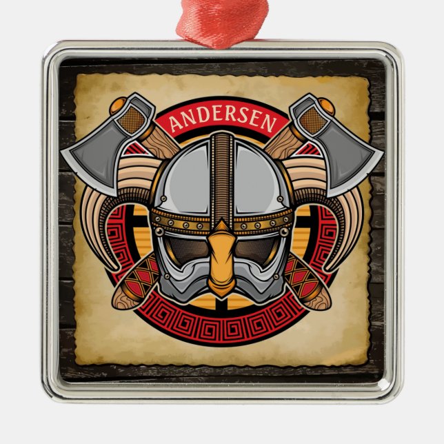 Ornamento De Metal Nordic Viking Warrior Ax Norsêmen Personalizado (Frente)