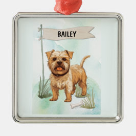 Ornamento De Metal Norfolk Terrier Watercolor Personalized Dog