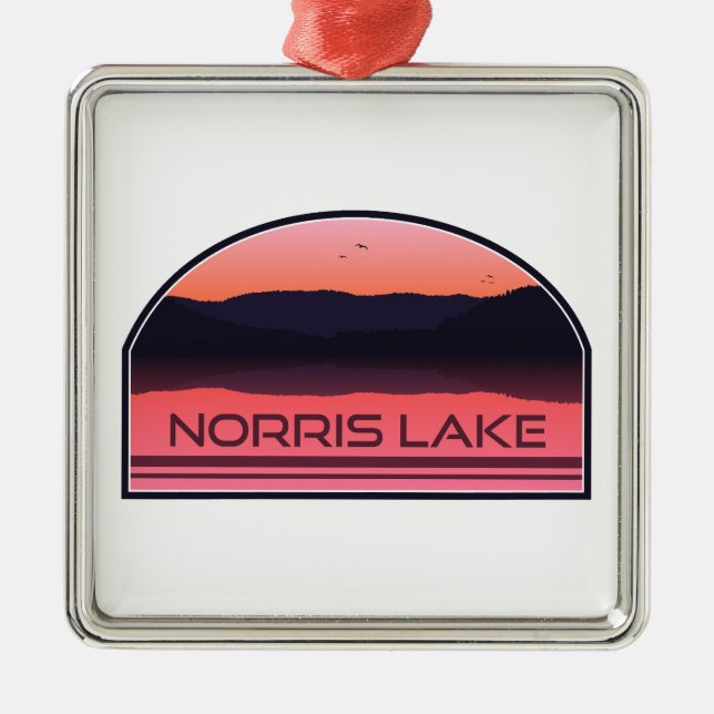 Ornamento De Metal Norris Lake Tennessee Red Sunrise (Frente)