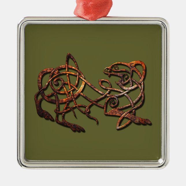 Ornamento De Metal Norse Lion (Frente)