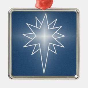 Ornamento De Metal Norte Star Premium Square Ornament, Azul