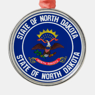 Ornamento De Metal North Dakota Round Emblem