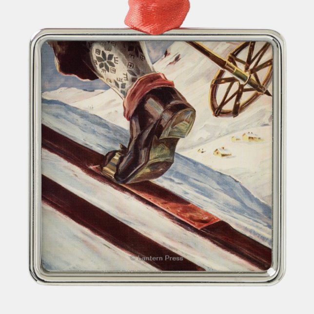 Ornamento De Metal Noruega - a casa do esqui (Frente)