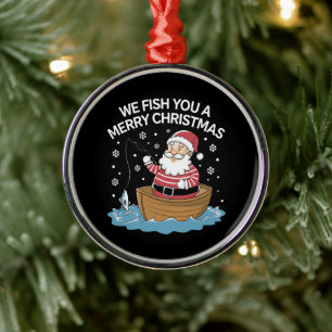 Ornamento De Metal Nós Pescamos Um Natal Feliz Pescador Pescando