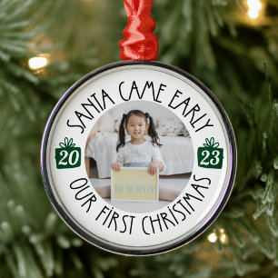 Ornamento De Metal Nossa Primeira Adoção De Natal "Papais noeis Chega