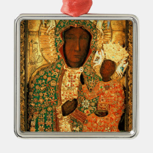 Ornamento De Metal Nossa Senhora de Czestochowa Madona Negra presente