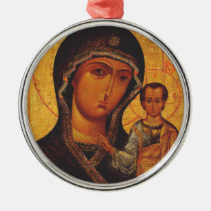 Ornamento De Metal Nossa Senhora do Ícone Ortodoxo de Kazan