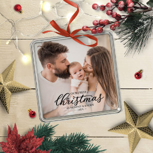 Ornamento De Metal Nosso Primeiro Natal como Mamãe e Papai Foto de Be