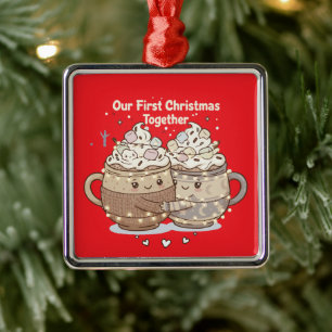 Ornamento De Metal Nosso Primeiro Natal Juntos Casal Bonito Kawaii