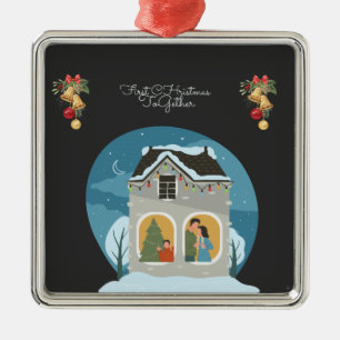 Ornamento De Metal Nosso Primeiro Natal Juntos Feriado Familiar