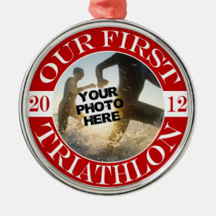 Ornamento De Metal Nosso primeiro Triathlon