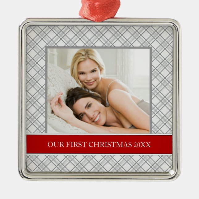 Ornamento De Metal Nossos Primeiros Pedidos de Férias de Natal (Frente)