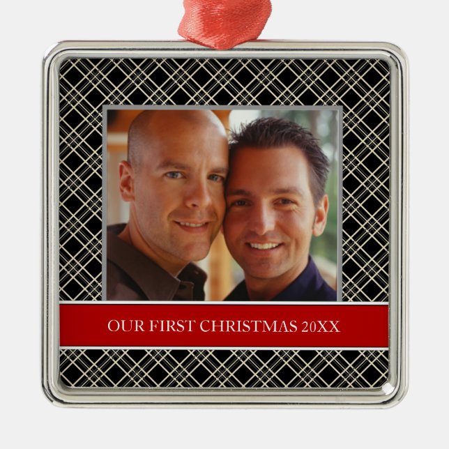 Ornamento De Metal Nossos Primeiros Pedidos de Férias de Natal (Frente)