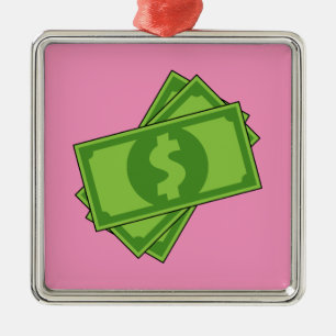 Ornamento De Metal Notas de Dólar de Dinheiro de Desenho Animado